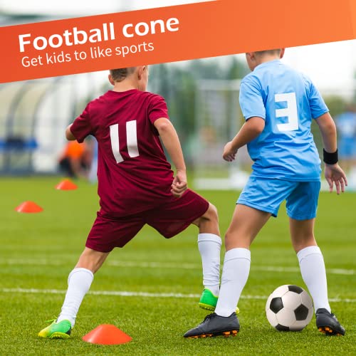 Kenning 100 Pcs Soccer Agility Cones with 2 Strap, Orange Disc Cones | 7.5 Inch Sports Training Field Marker Athletic Cones for Football Basketball Indoor Outdoor Practice