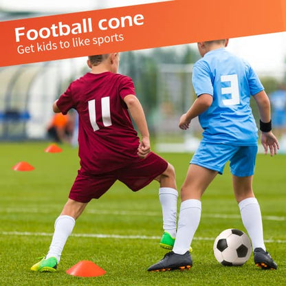 Kenning 100 Pcs Soccer Agility Cones with 2 Strap, Orange Disc Cones | 7.5 Inch Sports Training Field Marker Athletic Cones for Football Basketball Indoor Outdoor Practice