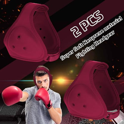 Jerify 2 Pcs Wrestling Headgear for Kids Youth Soft Grappling Headgear Wrestling Adjustable Ear Head Guard Protective (Dark Red) - color: dark red