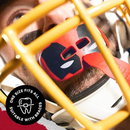 Marvel Deadpool Lip Guard, Football Mouth Guard with Detachable Strap, Lip Protector Adult and Youth, Flag Football & Lacrosse (One Size, Red) - color: Deadpool