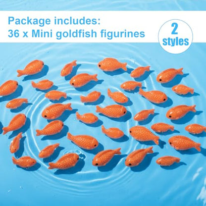 36 PCS Miniature Fish Cute Mini Fishes Fake Plastic Small Red Goldfish Set Tiny Fishes Figurines for DIY Garden Aquarium Cake Decorations Ornament Accessories Party Supplies