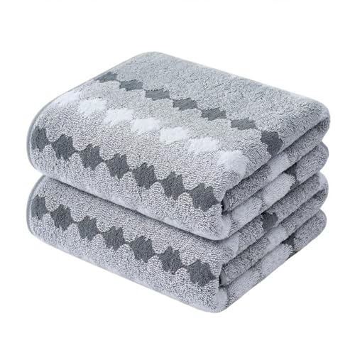 2-Pack Microfiber Bath Towels (27x54 Inches) - Ultra Soft & Quick Dry, 3X Absorbency, Lightweight for Gym, Yoga, Travel & Spa - Perfect for Home, Fitness & Post-Workout - color: Grey and White, size: 27*54 inches