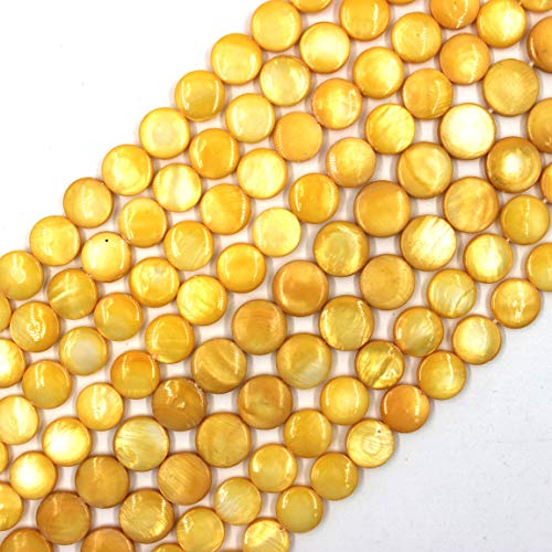 HAAMIIQII 12mm Natural Yellow Sea Shell Coin Beads for Jewelry Making - color: 12mm Yellow Coin
