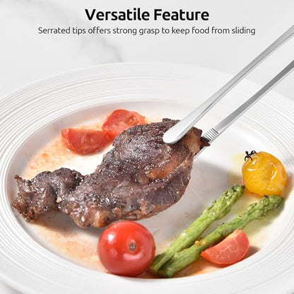 U-Taste 12in Long Kitchen Cooking Tweezer: 18/8 Stainless Steel Food-Grade Metal Food Tong, Flexible Pinching, Seamless-Welding, Sturdy and Non-Slip for Serving, Grilling, Frying, Baking (Round Tip) - size: 12in (round tip)