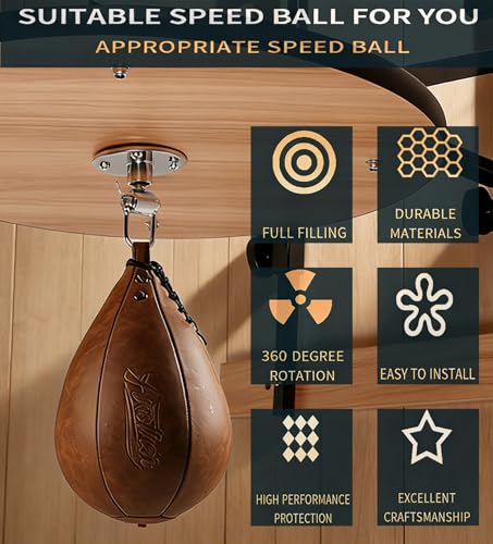 Boxing Speed Punching Bag MMA Training Speed Ball Hanging Swivel Reflex Bag Equipment Workout Kicking Martial Arts Home Gym Exercise Speed Bag - color: Brown