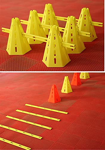 Agility Training Cone Plastic Sports Cone Set Adjustable Height Agile Cone, 6 Training Cones and 6 Marking Rods