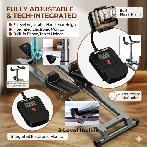 3 in 1 Spine Twist Stretcher& Stair Stepper & Waist Trainer Crawling Training Machine Noiseless Spine Twist Stretch Trainer with Adjustable Hand Grips LED Display Steel Frame Full Body - color: Sliver B, size: 54"