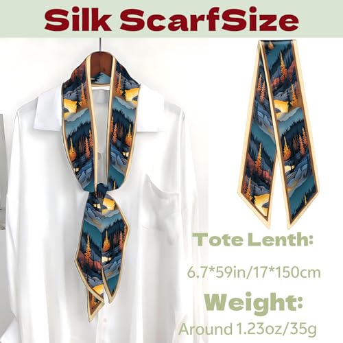 Head Hair Scarf Neck Silk Feeling Scarves Long Thin Satin Fashion Handbag Cute Decoration Women Girls 59 * 6.7'' - color: O-20-sunset