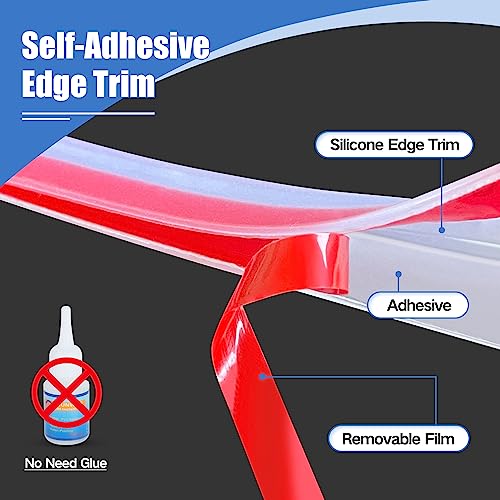 Clear Rubber Edge Trim, Self-Adhesive Transparent Edge Protector for Sheet Metal Parts, Car Doors, Flexible Silicone Rubber Material, Size 1/16"(1mm), Fit 0-3/32"(2mm), U Channel Edge Guard, 10Ft - size: 1/16"- Length 10'