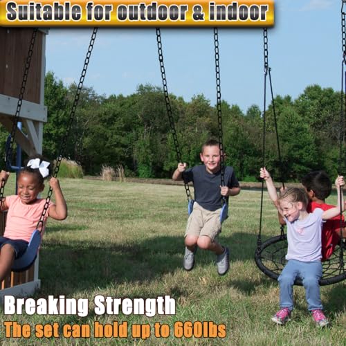 Heavy Duty Chain 21In, Black Swing Chain 660LB Capacity, Hanging Chain Extender, Porch Swing Chain Kit with Carabiners for Punching Bags, Boxing Bags