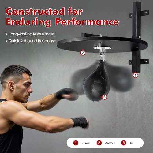 Speed Bag Platform Kit for Indoor Boxing, Heavy Duty Speed Bag for Boxing Training Equipment with Punching Ball, Adjustable Height Wall Mounted Speedbag Platform for Home Gym