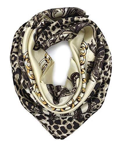 YOUR SMILE Silk Like Scarf Women's Fashion Pattern Large Square Satin Headscarf Headdress - color: 143