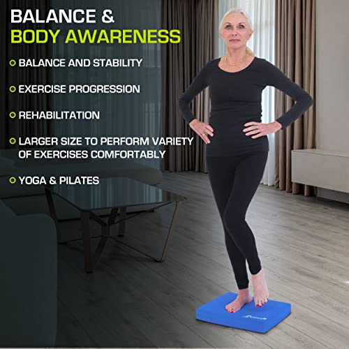 ProsourceFit Exercise Balance Pad, Non-Slip Cushioned Foam Mat & Knee Pad for Fitness and Stability Training, Yoga, Physical Therapy - color: Blue, size: XL - (18.75" x 15")