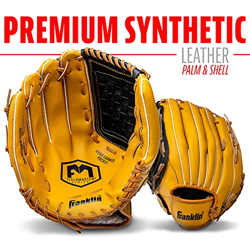 Franklin Sports Field Master Baseball + Softball Glove - Field Master Adult + Youth Baseball + Softball Mitt - Men's + Women's Gloves - color: Tan, style: 14" - Basket Web