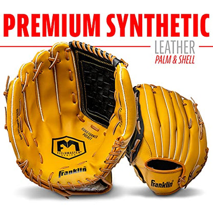 Franklin Sports Field Master Baseball + Softball Glove - Field Master Adult + Youth Baseball + Softball Mitt - Men's + Women's Gloves - color: Tan, style: 14" - Basket Web
