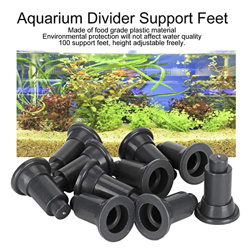 100Pcs Aquarium Isolation Board Support Feet, Adjustable Height PVC Support Feet with Food Grade Plastic, Ideal for Fish Tank Divider Easy Cleaning (Black) - color: Black