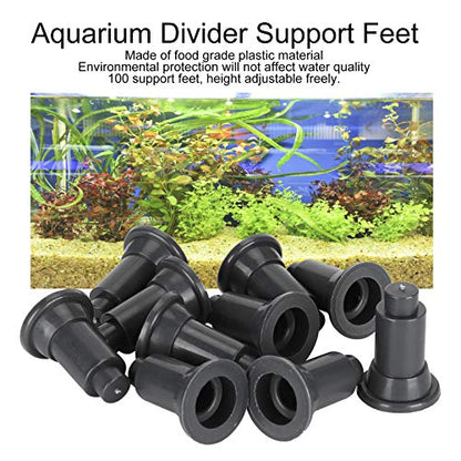 100Pcs Aquarium Isolation Board Support Feet, Adjustable Height PVC Support Feet with Food Grade Plastic, Ideal for Fish Tank Divider Easy Cleaning (Black) - color: Black