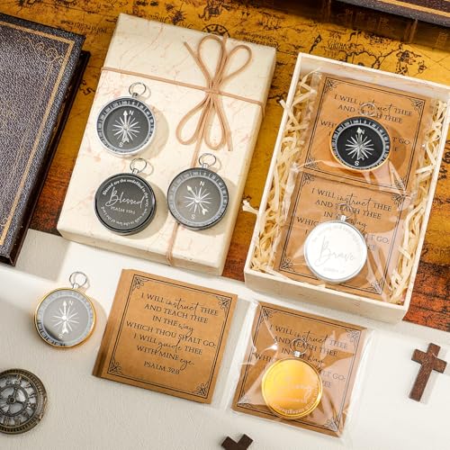 Kingdder 36 Sets Christian Compass Bulk Religious Gifts - color: Gold Black Sliver