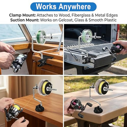 Fishing Line Spooler, Portable Table Mount Fishing Line Spooler | Adjustable Design Fits Most Spool Sizes, Easy To Install, Convenient Tool For Winding And Removing Fishing Line
