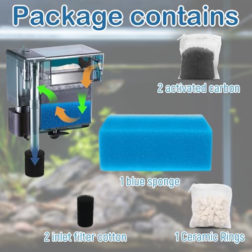 Aquarium Media Maintenance Kit Replacement for Fluval AC30 Power Filter | Includes 1 Blue Foam Filters, 2 Intake Strainer Sponge,1Pack Ceramic Rings and 2 Pack Activated Carbon