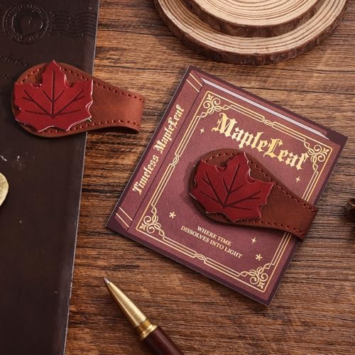 2PCS Vintage Magnetic Leather Bookmark, Leather Magnetic Bookmarks for Women, Magnetic PU Bookmarks Clip Book Accessories, Ginkgo & Maple Leaf - style: Ginkgo & Maple Leaf
