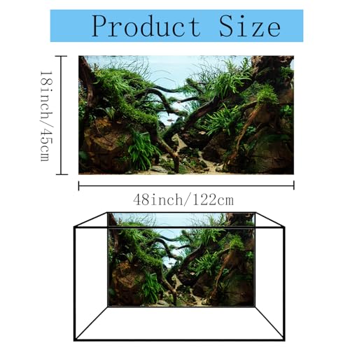 48x18 inches Aquarium Fabric Background Grass Leaves with Stone Aquarium Backdrop River Bed & Lake Aquatic Plant Fish Tank Aquatic Plants Background - size: 48X18inch
