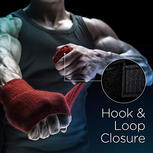 180 Inch Mexican Style Boxing Hand Wraps – Stretchable Wrist & Knuckle Support for MMA, Muay Thai, Kickboxing, Heavy Bag & Combat Training – Men & Women - color: Purple