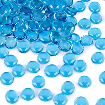 FUTUREPLUSX 1 LB Light Blue Flat Glass Marbles, Glass Pebbles Vase Fillers | Glass Beads, Rocks Fish Tank Aquarium Decor, Table Centerpieces Scatter and DIY Crafts - color: Light Blue-2