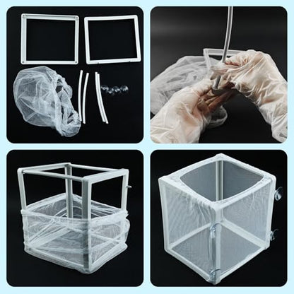 MY MIRONEY 6.3" x 5.63" x 6.22" Fish Incubator Mesh Box Pack of 2 | Aquarium Fish Breeder Box White Nylon Mesh Juvenile Fish Separation Net Fish Fry Hatchery with Suction Cups - style: 6.3" x 5.63" x 6.22"; White; without Divider