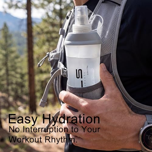 WRELS Running Water Bottle,250ml/350ml/500ml TPU Soft Flask,Collapsible Water Bottles for Hydration Vests and Running Belts Backpack, Soft Water Bottles For Hiking Cycling Climbing - color: White-250ml*2