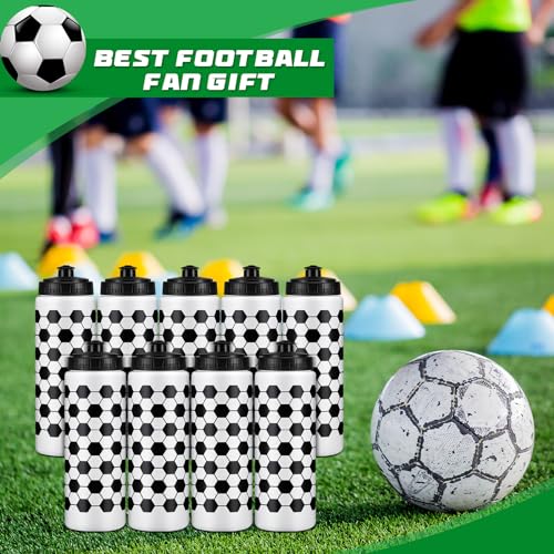 Yaomiao 12 Pcs Soccer Water Bottles Bulk 20 oz Reusable Squeeze Water Bottles Sports Ball Cup Accessories for Sports Party Team Gifts