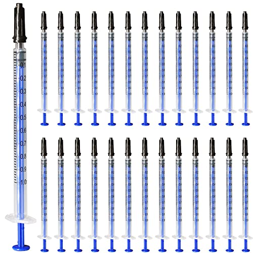 100 Pack Luer Slip Syringe with Cap, 1Milliliter 1cc Syringe No Needle, Non-Sterile, Not for Injection