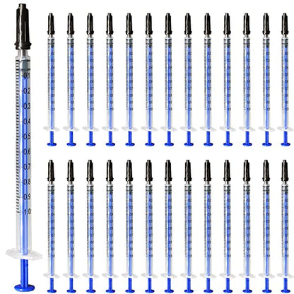 100 Pack Luer Slip Syringe with Cap, 1Milliliter 1cc Syringe No Needle, Non-Sterile, Not for Injection