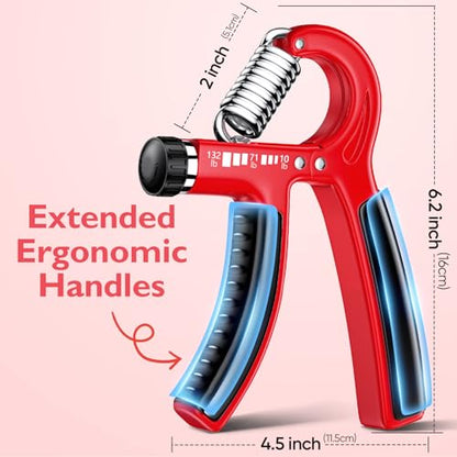 FitBeast Grip Strengthener 팔뚝 강화제, 근력 훈련 및 재활을 위한 조절 가능한 핸드 그립 강화제, 4.5-59.9kg(10-132파운드) 저항, 운동 선수 및 물리 치료에 이상적 (1개) - color: 레드