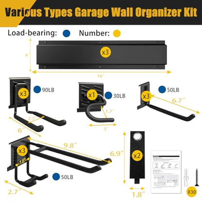 KOFANI Heavy Duty Garage Wall Organizer with 700LB Capacity, 48Inch Garage Tool Organizer Wall Mount and Garden Tool Organizer with Adjustable Tool Rack for Garage Shed Yard Storage