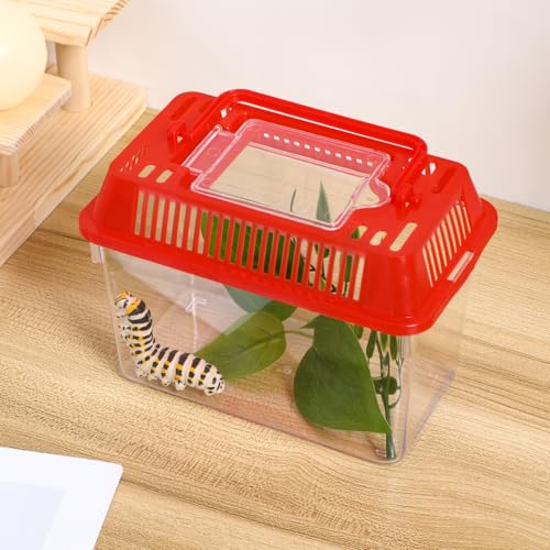 NOLITOY 4Pcs Mini Portable Fish Tank Turtle Box: Small Frog Habitat, Bug Cage Critter Keeper - Clear Reptile Enclosure Cricket Container Tarantula Breeding Box Travel Carrier for Beta Snails