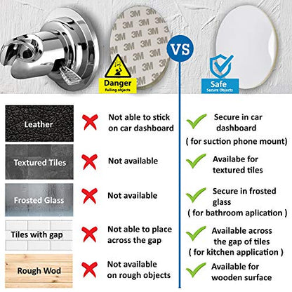 80mm Adhesive disc for Suction Cups with adhesive - for Suction Shower Holder, Suction Mirror, Suction Hook, Car Dashboard, Bathroom & Kitchen, 3.15" Wide Diameter 2 Pcs (White)