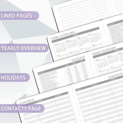 2026-2027 Planner - Academic Planner 2026-2027 Weekly Monthly Planner, July 2026 - June 2027, 5.7'' x 8.4'', Thick Paper, Leather Cover, Pen Holder, Back Pocket, Perfect Daily Organizer - Purple - color: Purple