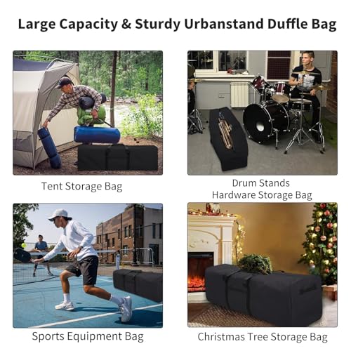 Urbanstand 52 inch Foldable Duffel Lock Zipper Travel Camp, Black | 600D Water-Resistant Ripstop Polyester, Foldable Design, Padded Handle, Holds Tent, Tripod, Fishing Rod & Sports Equipment - color: Black, size: 52 Inch