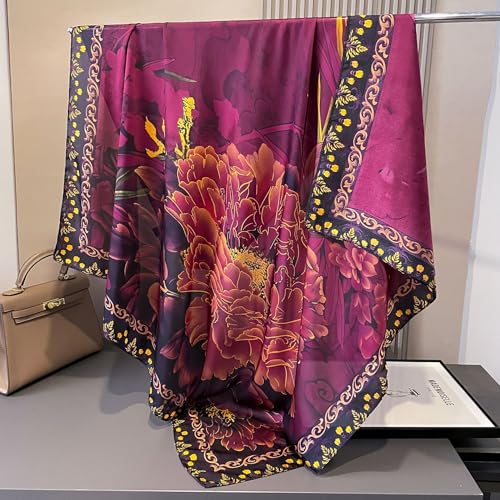 XL 43 Inch Extra Large Square Scarf Fashion Scarves Silk Feeling Hair Scarf Wrapping Scarfs Night Sleeping Headscarf - color: Ba1031