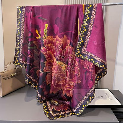 XL 43 Inch Extra Large Square Scarf Fashion Scarves Silk Feeling Hair Scarf Wrapping Scarfs Night Sleeping Headscarf - color: Ba1031