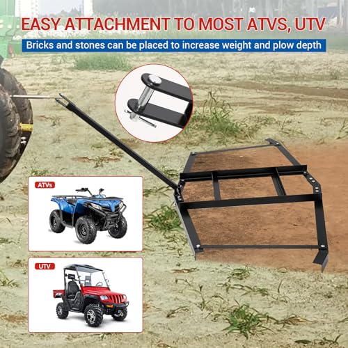 GarveeLife 74”Wide Drag Harrow, High Efficient Driveway Grader with Pin Hitch, Up to 50 LBS, Heavy Duty Lawn Leveling Rake Pull Behind Lawn Tractor Rake for Sand, Soil, Farm, Garden - size: 74 inches