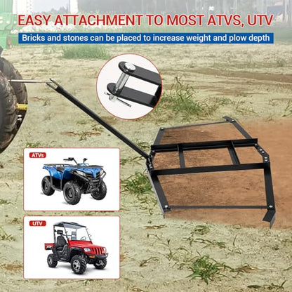 GarveeLife 74”Wide Drag Harrow, High Efficient Driveway Grader with Pin Hitch, Up to 50 LBS, Heavy Duty Lawn Leveling Rake Pull Behind Lawn Tractor Rake for Sand, Soil, Farm, Garden - size: 74 inches