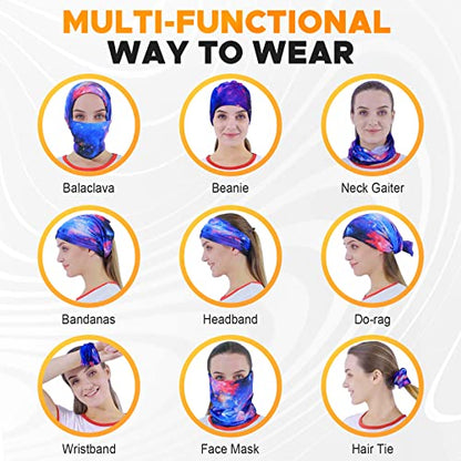 JOEYOUNG Headwear, Bandana, Neck Gaiter Head Wrap Headband Balaclava Magic Scarf - color: A-fantasy 1