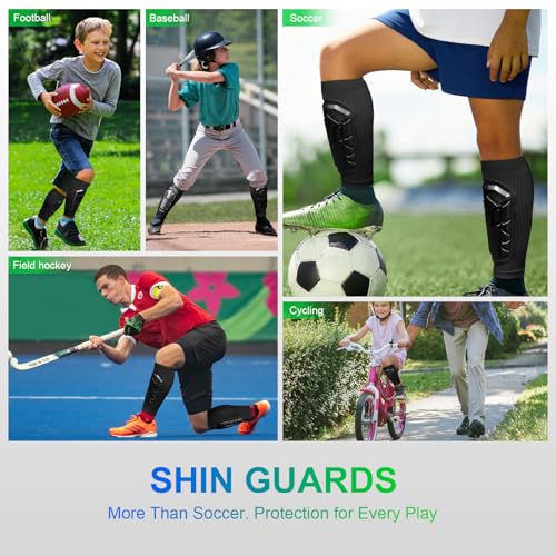 Soccer Shin Guards for Kids Youth, Ski Shin Guard Sleeves for 2-18 Years Old Boys Girls Adults, Protective Gear for Football Soccer, Calf Compression Sleeve with Honeycomb Pads - size: XX-Small