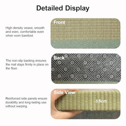 Japanese Tatami Mat, Tatami, Rug, Foldable Mattress, Roll up Rug, Japanese Floor Mattress, Floor Sleeping Japanese Futon Mattress, Meditation Yoga, Zen - size: Green 75×200×3.5cm