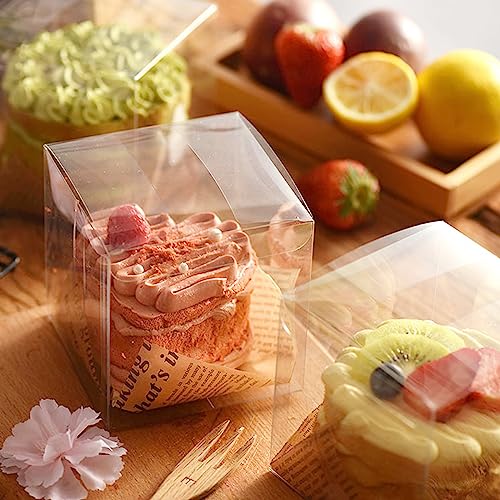 45 Pack 3x3x3 Inches Clear Favor Boxes with Ribbons, Transparent Plastic Cube Treat Boxes for Candy Goodie Gift, Small Individual Hot Cocoa Bomb Packaging Box - color: 3x3x3 Inch
