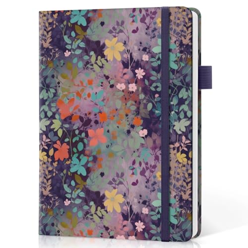Lined Journal Notebook for Women & Men, Hardcover Leather Journal for writing, A5 College Ruled Notebook for Work & Note Taking, Perfect for Office School Home Supplies, 160 Pages, Lavendar Floral - color: P-Lavendar Floral, style: A - Lined