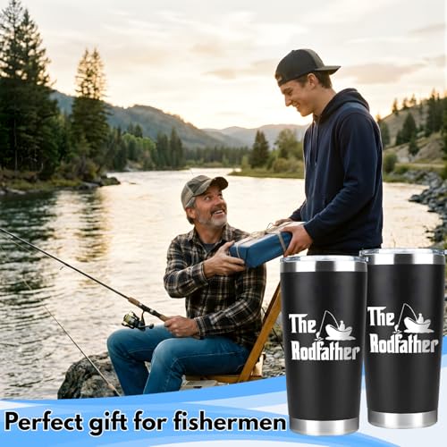 Fishing Gifts for Father - The RodFather Fish Tumbler 20oz Funny Fish Cups - Fishing Cup for Father, Dad - Fathers Day Christmas Birthday Fisherman Gifts - Bass Fisherman Trout Tumbler - color: DadFishing