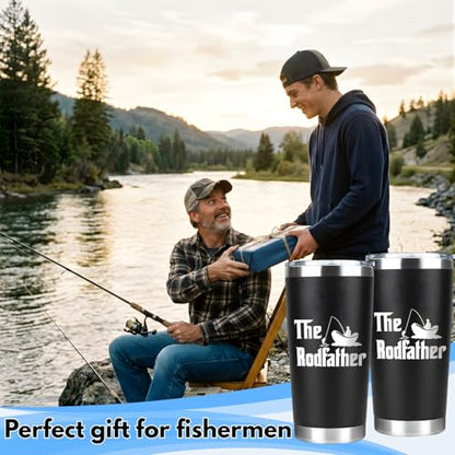 Fishing Gifts for Father - The RodFather Fish Tumbler 20oz Funny Fish Cups - Fishing Cup for Father, Dad - Fathers Day Christmas Birthday Fisherman Gifts - Bass Fisherman Trout Tumbler - color: DadFishing